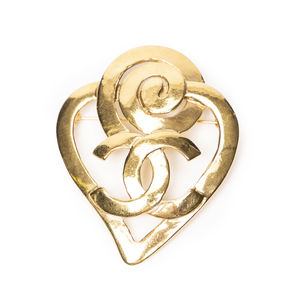 Chanel Spiral Heart CC Brooch